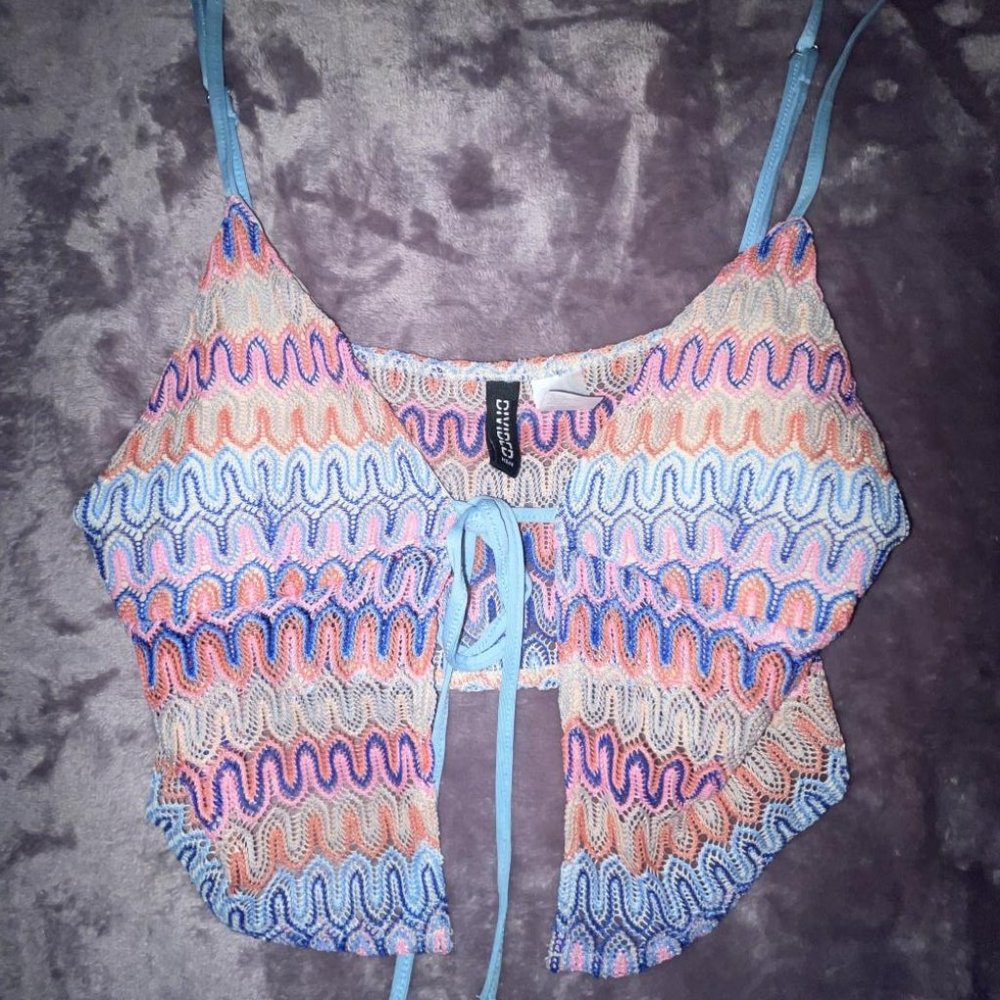 y2k 2000s hippie h&m multicolored tied tank top ! size s